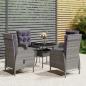 Preview: ARDEBO.de - 5-tlg. Garten-Bistro-Set Poly Rattan Grau