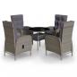Preview: 5-tlg. Garten-Bistro-Set Poly Rattan Grau