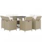 Preview: 9-tlg. Garten-Essgruppe mit Kissen Poly Rattan Beige