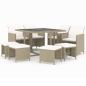 Preview: 9-tlg. Garten-Essgruppe mit Kissen Poly Rattan Beige
