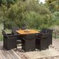 Preview: ARDEBO.de - 9-tlg. Garten-Essgruppe mit Kissen Poly Rattan Schwarz