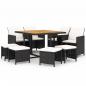 Preview: 9-tlg. Garten-Essgruppe mit Kissen Poly Rattan Schwarz