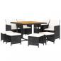 Preview: 9-tlg. Garten-Essgruppe mit Kissen Poly Rattan Schwarz