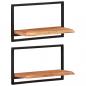 Preview: Wandregale 2 Stk. 60x25x35 cm Massivholz Akazie und Stahl 