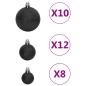 Preview: 111-tlg. Weihnachtskugel-Set Schwarz Polystyrol
