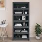 Preview: ARDEBO.de - Bücherregal Grau 80x35x183 cm Massivholz Kiefer