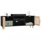 Preview: TV-Schrank Schwarz 105x30x40 cm Massivholz Kiefer Natur-Rattan