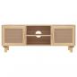 Preview: TV-Schrank Braun 105x30x40 cm Massivholz Kiefer Natur-Rattan