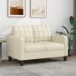 Preview: ARDEBO.de - 2-Sitzer-Sofa Creme 120 cm Kunstleder