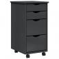 Preview: Rollschrank mit Schubladen MOSS Grau Massivholz Kiefer