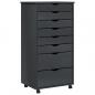 Preview: Rollschrank mit Schubladen MOSS Grau Massivholz Kiefer