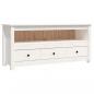 Preview: TV-Schrank Weiß 114x35x52 cm Massivholz Kiefer