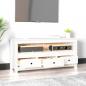 Preview: TV-Schrank Weiß 114x35x52 cm Massivholz Kiefer