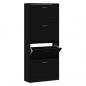 Preview: Schuhschrank Schwarz 63x24x147 cm Holzwerkstoff