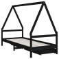 Preview: Kinderbett mit Schubladen Schwarz 90x190 cm Massivholz Kiefer
