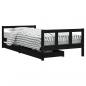 Preview: Kinderbett mit Schubladen Schwarz 90x200 cm Massivholz Kiefer