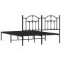 Preview: ARDEBO.de - Bettgestell mit Kopfteil Metall Schwarz 150x200 cm