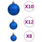 Preview: 111-tlg. Weihnachtskugel-Set Blau Polystyrol