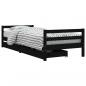 Preview: ARDEBO.de - Kinderbett mit Schubladen Schwarz 90x190 cm Massivholz Kiefer