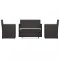 Preview: 4-tlg. Garten-Lounge-Set mit Kissen Poly Rattan Schwarz