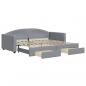 Preview: Tagesbett Ausziehbar mit Schubladen Hellgrau 90x200 cm Stoff