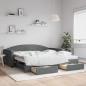 Preview: ARDEBO.de - Tagesbett Ausziehbar mit Schubladen Dunkelgrau 100x200 cm Stoff