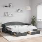 Preview: ARDEBO.de - Tagesbett Ausziehbar mit Schubladen Dunkelgrau 80x200 cm Stoff