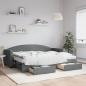 Preview: ARDEBO.de - Tagesbett Ausziehbar mit Schubladen Dunkelgrau 80x200 cm Stoff
