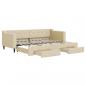 Preview: Tagesbett Ausziehbar mit Schubladen Creme 80x200 cm Stoff