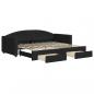 Preview: Tagesbett Ausziehbar mit Schubladen Schwarz 90x200 cm Stoff