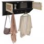 Preview: Wandgarderobe Schwarz Holzwerkstoff und Rattan Natur