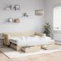 Preview: ARDEBO.de - Tagesbett Ausziehbar mit Schubladen Creme 90x200 cm Stoff