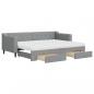 Preview: Tagesbett Ausziehbar mit Schubladen Hellgrau 80x200 cm Stoff