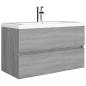 Preview: Waschbeckenschrank mit Einbaubecken Grau Sonoma Holzwerkstoff