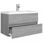 Preview: Waschbeckenschrank mit Einbaubecken Grau Sonoma Holzwerkstoff