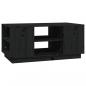 Preview: Couchtisch Schwarz 90x49x40,5 cm Massivholz Kiefer