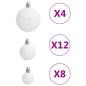 Preview: 111-tlg. Weihnachtskugel-Set Weiß und Grau Polystyrol