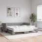 Preview: ARDEBO.de - Tagesbett Ausziehbar Hellgrau 100x200 cm Stoff