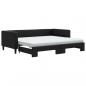 Preview: Tagesbett Ausziehbar mit Matratzen Schwarz 90x200 cm Stoff