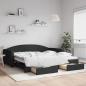 Preview: ARDEBO.de - Tagesbett Ausziehbar mit Schubladen Schwarz 100x200 cm Stoff