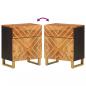 Preview: Nachttisch Braun und Schwarz 50x33x60 cm Massivholz Mango