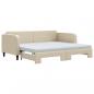 Preview: Tagesbett Ausziehbar mit Matratzen Creme 90x200 cm Stoff