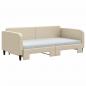 Preview: Tagesbett Ausziehbar mit Matratzen Creme 100x200 cm Stoff