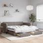 Preview: ARDEBO.de - Tagesbett Ausziehbar mit Schubladen Taupe 100x200 cm Stoff