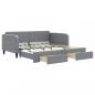 Preview: Tagesbett Ausziehbar mit Schubladen Hellgrau 90x190 cm Stoff
