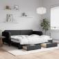 Preview: ARDEBO.de - Tagesbett Ausziehbar mit Schubladen Schwarz 90x200 cm Stoff