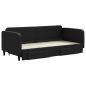Preview: Tagesbett Ausziehbar mit Schubladen Schwarz 90x200 cm Stoff