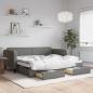 Preview: ARDEBO.de - Tagesbett Ausziehbar mit Schubladen Dunkelgrau 90x200 cm Stoff