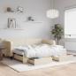 Preview: ARDEBO.de - Tagesbett Ausziehbar mit Schubladen Creme 90x200 cm Stoff