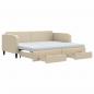 Preview: Tagesbett Ausziehbar mit Schubladen Creme 90x200 cm Stoff